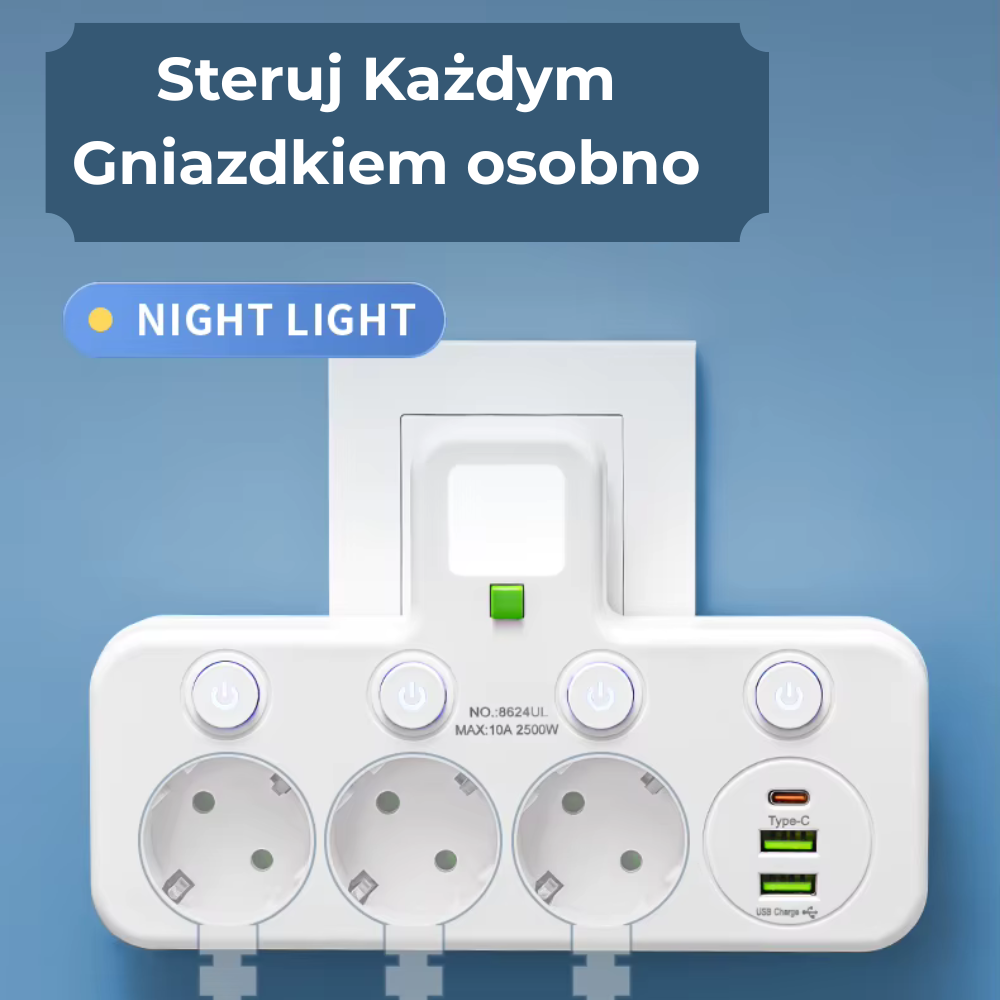 Listwa TurboPower z USB i Type-C Porządek z Kablami raz na zawsze!