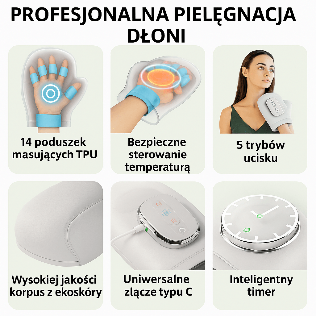 Masážní přístroj na ruce a zápěstí s funkcí vyhřívání 